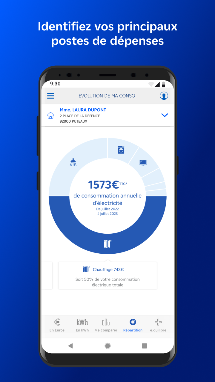 Onglet Tempo et factures dans EDF & Moi