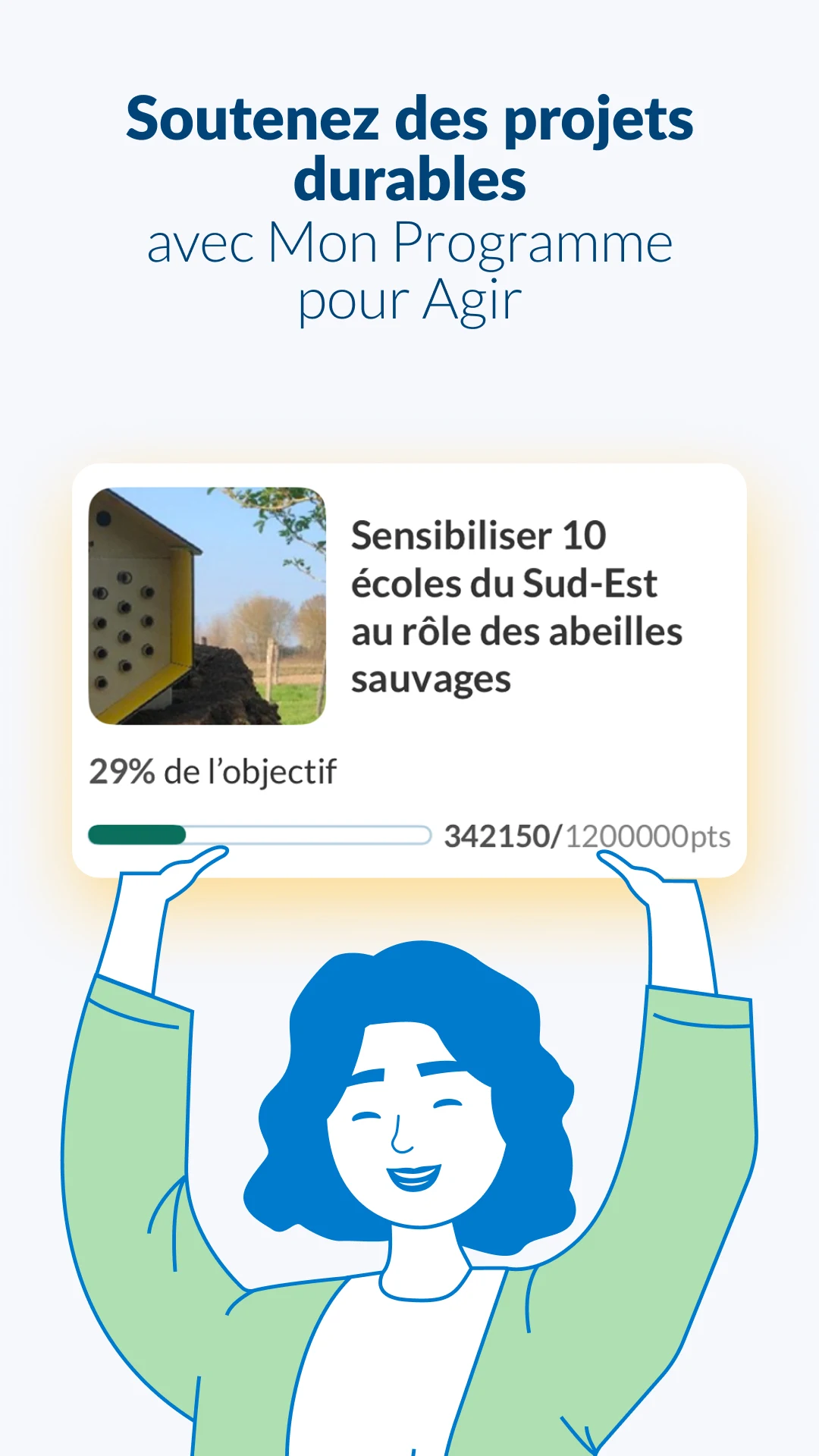 Écran Mon Programme pour Agir de l'app Engie avec projet durable
