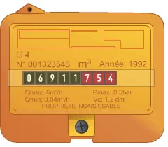 Index de gaz sur un compteur ancienne génération