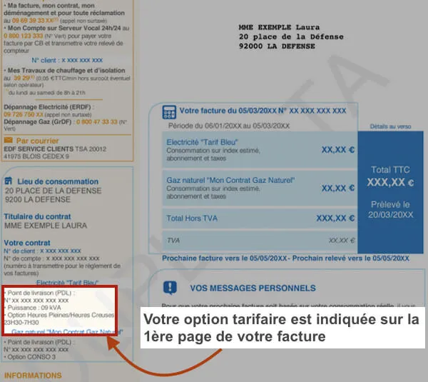 Heures creuses sur une facture EDF