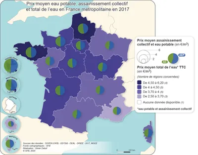 carte de france des prix de l'eau